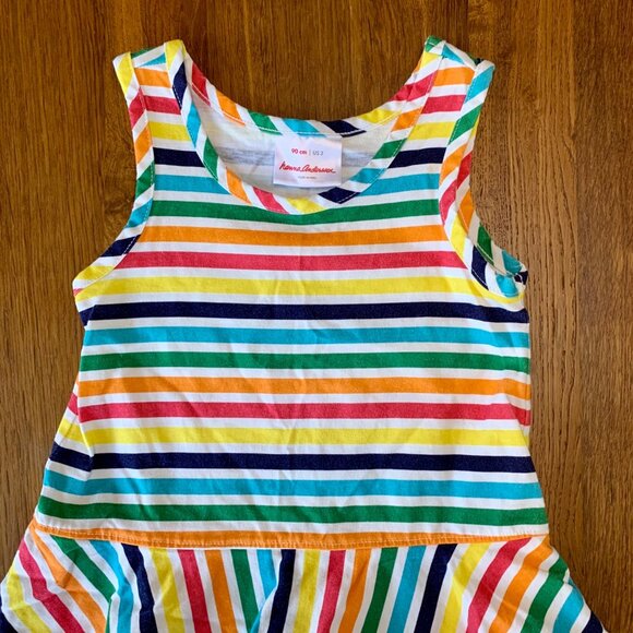 HANNA ANDERSSON Rainbow Striped Dress Girls 3 3T 90cm Tiered Skirt Multi Color - Picture 3 of 6